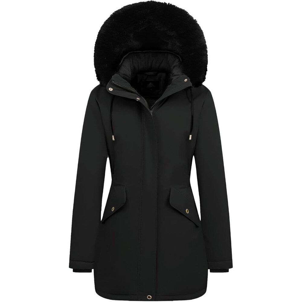 Women's Black Long Winter Down Coat Parka Warm Puffer Jacket